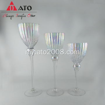 ato ရောင်စုံအိမ်အလှဆင်အလှဆင် Glass ဖယောင်းတိုင်ကိုင်ဆောင်သူ